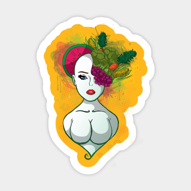 Lady in Veg Sticker by BrokenGrin